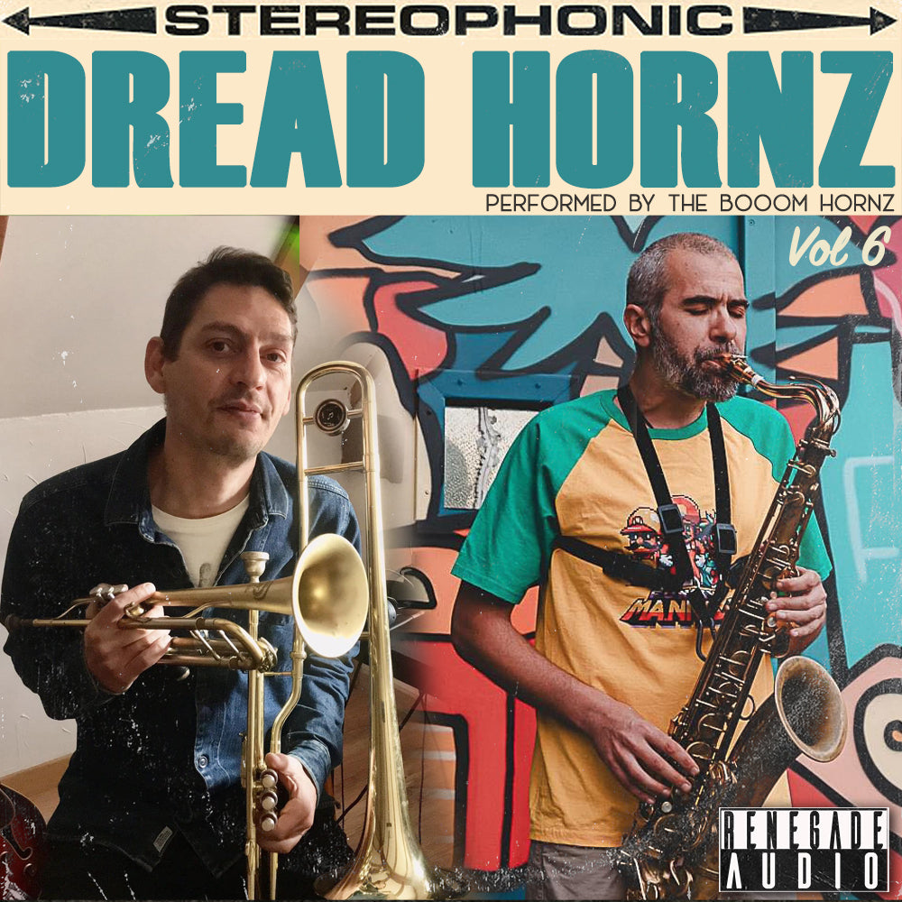 Dread Hornz Vol 6
Genre(s): Dub, Reggae, Ska
Tempo:81-136 BPM
Key: Various (B, Em, Ab)
Pack Size: 3.4GB (819 Loops)
