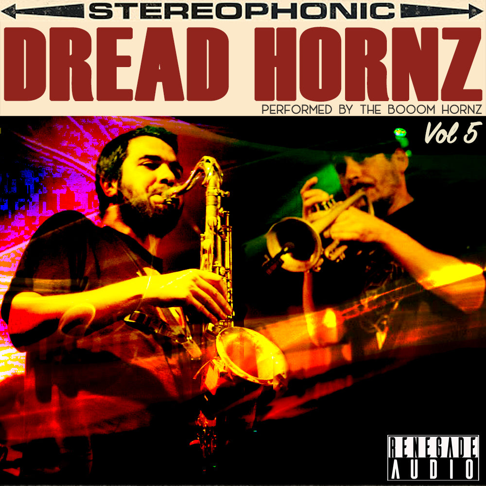 Dread Hornz Vol 5
Genre(s): Dub, Roots, Reggae, Modern & Steppers
Tempo: Tempo: 71-140 BPM
Key: Various (Cm, Dm, F#m, G)
Pack Size: 6GB (1017 Loops / 295 Oneshots)